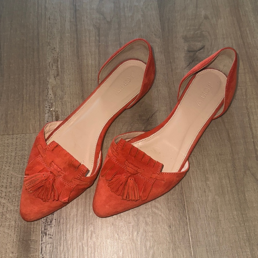 Jcrew orange suede flats